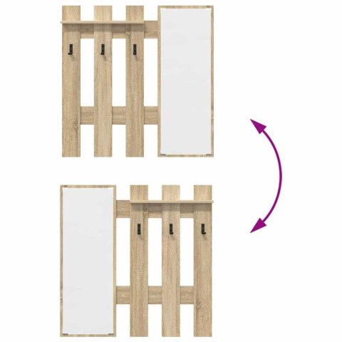 VidaXL Wieszak na płaszcze montowany na ścianie Z lustrem Sonoma Oak