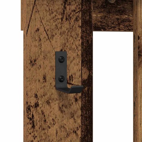 VidaXL Wieszak na płaszcze montowany na ścianie Z lustrem Stare drewno