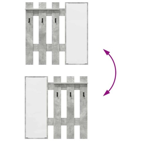VidaXL Wieszak na płaszcze montowany na ścianie Z lustrem Szary beton