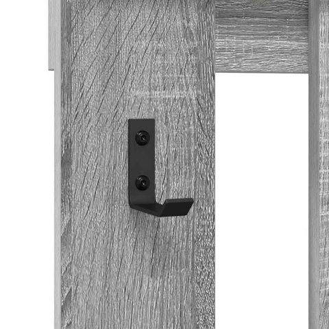 VidaXL Wieszak na płaszcze montowany na ścianie Z lustrem Szary sonoma