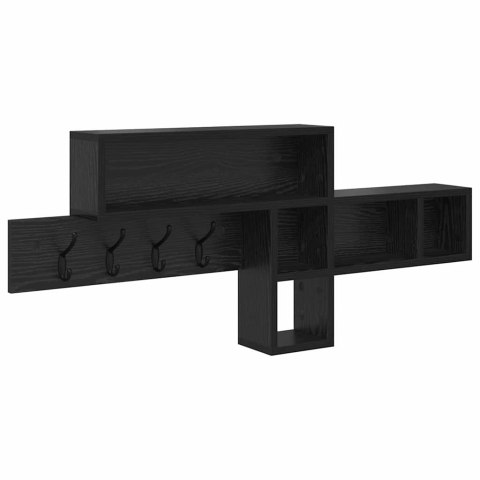 VidaXL Wieszak na płaszcze montowany na ścianie z półką Czarny dąb