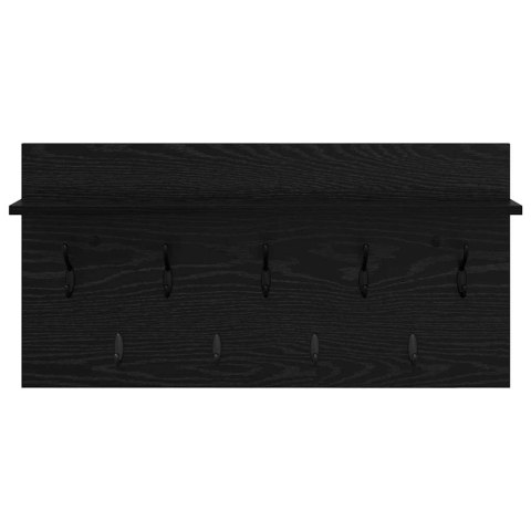 VidaXL Wieszak na płaszcze montowany na ścianie z półką Czarny dąb