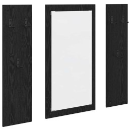 VidaXL Wieszak na płaszcze montowany na ścianie Z lustrem Czarny dąb