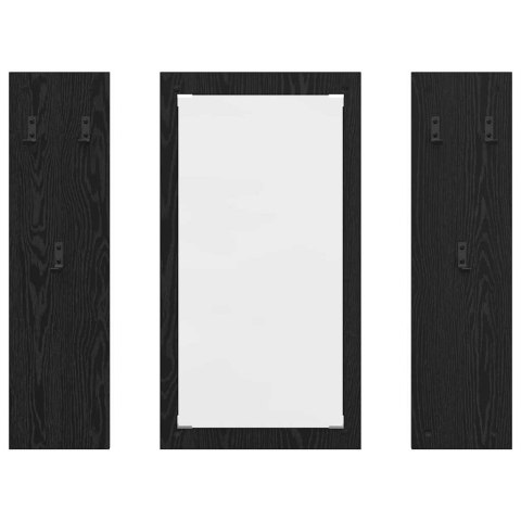 VidaXL Wieszak na płaszcze montowany na ścianie Z lustrem Czarny dąb