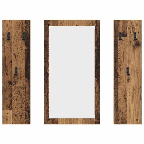 VidaXL Wieszak na płaszcze montowany na ścianie Z lustrem Stare drewno