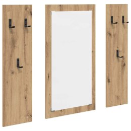 VidaXL Wieszak na płaszcze montowany na ścianie Z lustrem dąb artisan