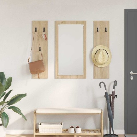 VidaXL Wieszak na płaszcze montowany na ścianie Z lustrem dąb sonoma
