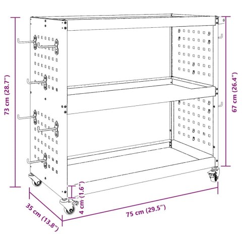 VidaXL Wózek narzędziowy Czarny 75 x 35 x 73 cm Stal zimno walcowana