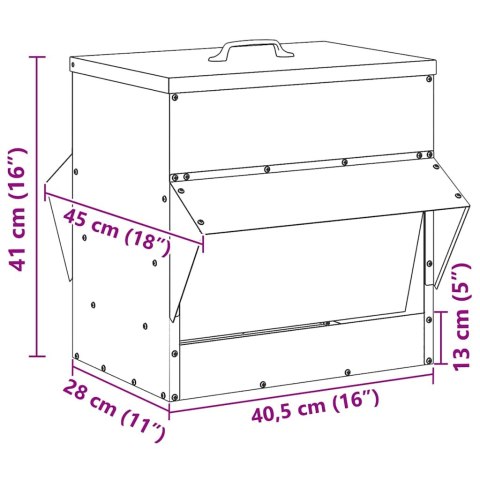 VidaXL Karmnik dla kur Czarny 40,5 x 45 x 41 cm Stal zimnowalcowana