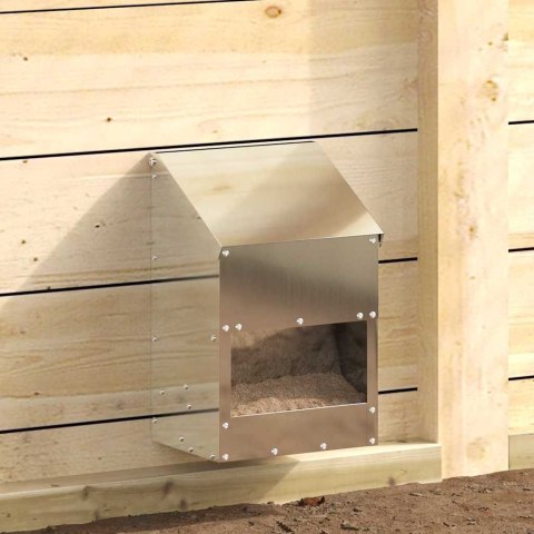 VidaXL Karmnik dla kur Srebrny 21 x 16 x 33 cm Stal Galwanizowana