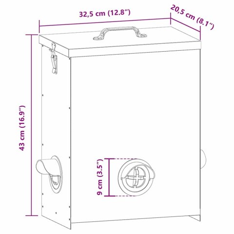 VidaXL Karmnik dla kur Srebrny 32,5 x 20,5 x 43 cm Stal Galwanizowana