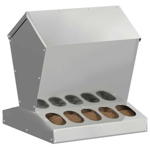 VidaXL Karmnik dla kur Srebrny 40 x 40 x 45 cm Stal Galwanizowana