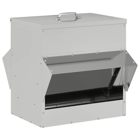 VidaXL Karmnik dla kur Srebrny 40,5 x 45 x 41 cm Stal Galwanizowana