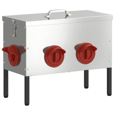 VidaXL Karmnik dla kur Srebrny 41,5 x 20,5 x 33 cm Stal Galwanizowana