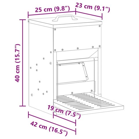 KARMNIK DLA KUR NA PEDAŁY CZARNY 25X42X40CM