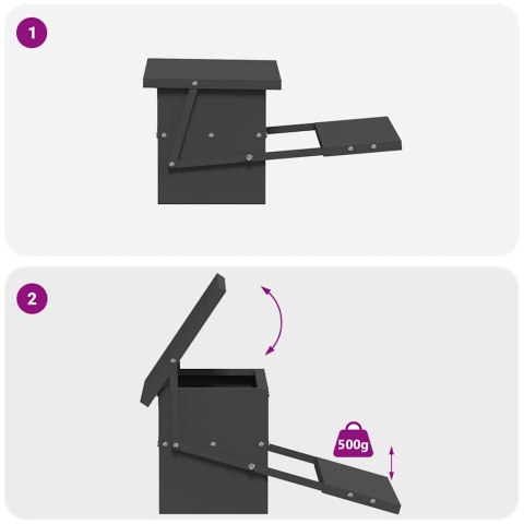 VidaXL Karmnik na pedały dla kur Czarny 48,5 x 39,5 x 19 cm