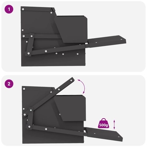VidaXL Karmnik na pedały dla kur Czarny 50 x 40 x 29 cm