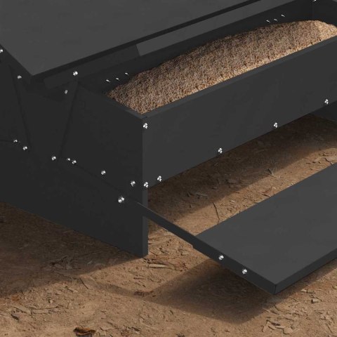 VidaXL Karmnik na pedały dla kur Czarny 75 x 53 x 20,5 cm