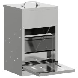 VidaXL Karmnik na pedały dla kur Srebrny 25 x 42 x 40 cm