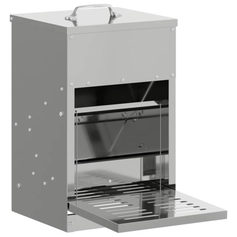 VidaXL Karmnik na pedały dla kur Srebrny 25 x 42 x 40 cm