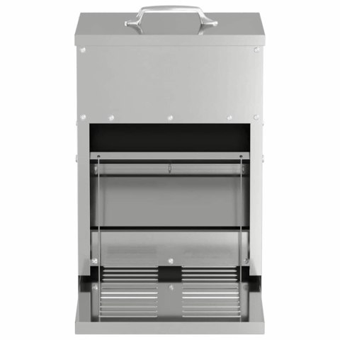 VidaXL Karmnik na pedały dla kur Srebrny 25 x 42 x 40 cm