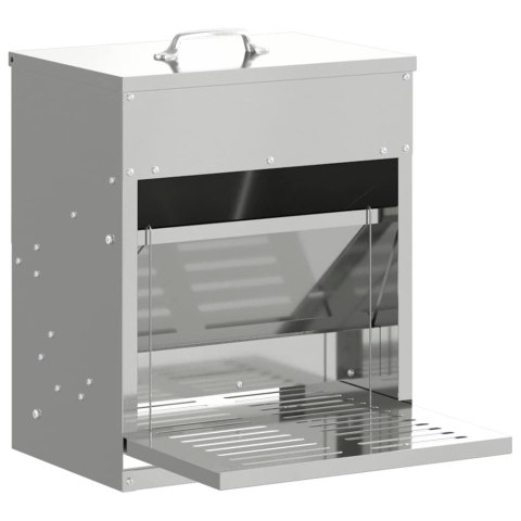 VidaXL Karmnik na pedały dla kur Srebrny 33 x 42 x 40 cm