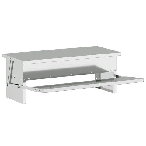 VidaXL Karmnik na pedały dla kur Srebrny 48,5 x 39,5 x 19 cm