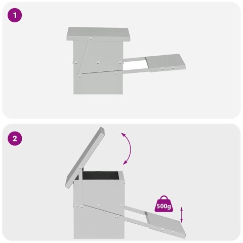 VidaXL Karmnik na pedały dla kur Srebrny 48,5 x 39,5 x 19 cm