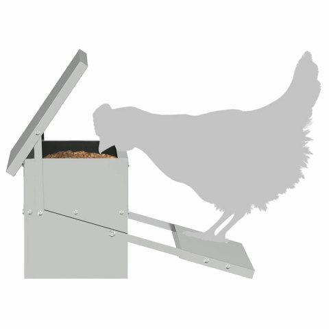 VidaXL Karmnik na pedały dla kur Srebrny 48,5 x 39,5 x 19 cm