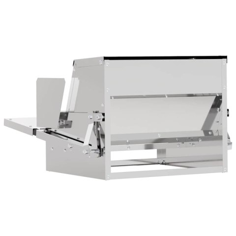 VidaXL Karmnik na pedały dla kur Srebrny 50 x 40 x 29 cm