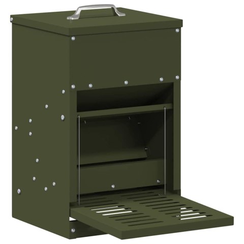 VidaXL Karmnik na pedały dla kur Zielony oliwkowy 25 x 42 x 40 cm