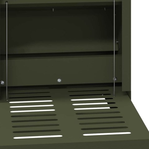 VidaXL Karmnik na pedały dla kur Zielony oliwkowy 25 x 42 x 40 cm