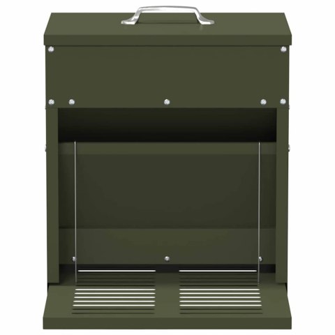 VidaXL Karmnik na pedały dla kur Zielony oliwkowy 33 x 42 x 40 cm
