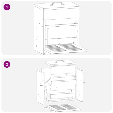 VidaXL Karmnik na pedały dla kur Zielony oliwkowy 33 x 42 x 40 cm