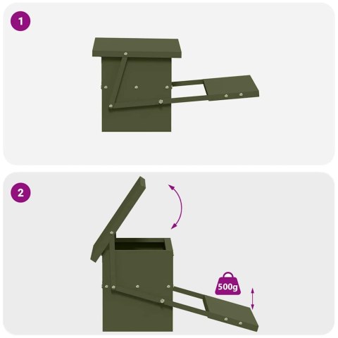 KARMNIK DLA KUR NA PEDAŁY ZIELONY OLIWKOWY 48,5X39,5X19CM