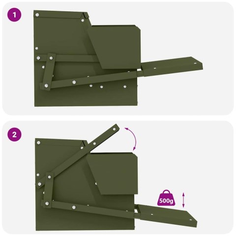 VidaXL Karmnik na pedały dla kur Zielony oliwkowy 50 x 40 x 29 cm