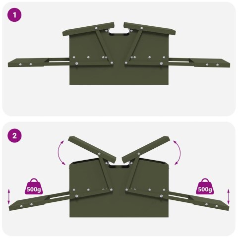 VidaXL Karmnik na pedały dla kur Zielony oliwkowy 75 x 53 x 20,5 cm