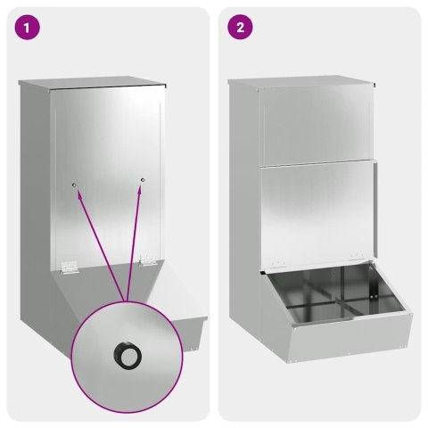 PODAJNIK DLA ŚWIŃ SREBRNY 55X38X76CM STAL GALWANIZOWANA