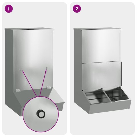 PODAJNIK DLA ŚWIŃ SREBRNY 55X51X91,5CM STAL GALWANIZOWANA