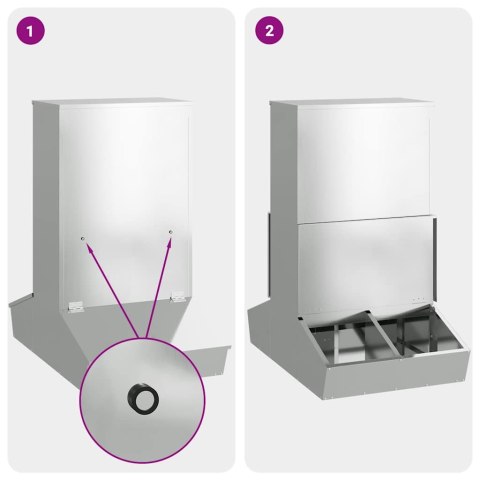 PODAJNIK DLA ŚWIŃ SREBRNY 82X51X91,5CM STAL GALWANIZOWANA
