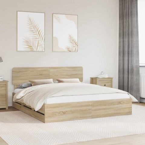 RAMKA ŁÓŻKA DĄB SONOMA 200X200CM DREWNO INŻYNIERYJNE