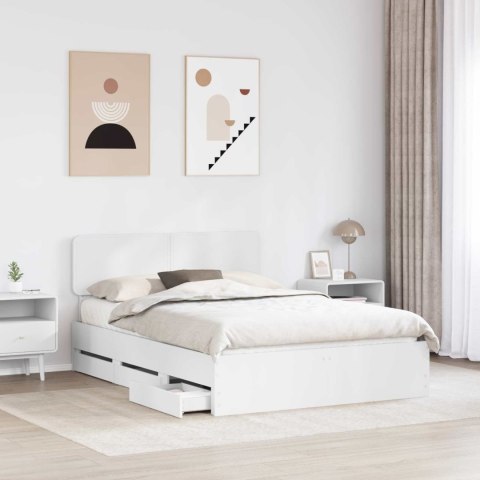 RAMKA ŁÓŻKA Z SZUFLADĄ BIAŁY 150X200CM DREWNO INŻYNIERYJNE