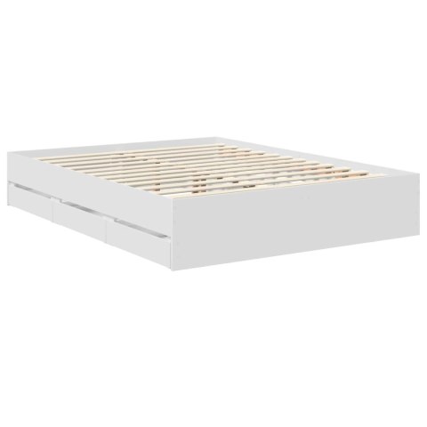 RAMKA ŁÓŻKA Z SZUFLADĄ BIAŁY 150X200CM DREWNO INŻYNIERYJNE
