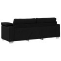 VidaXL Sofa 3 pcs Czarny Tkanina lniana