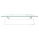 VidaXL Podstawka pod monitor, biała, 80x35x8 cm, szkło i metal