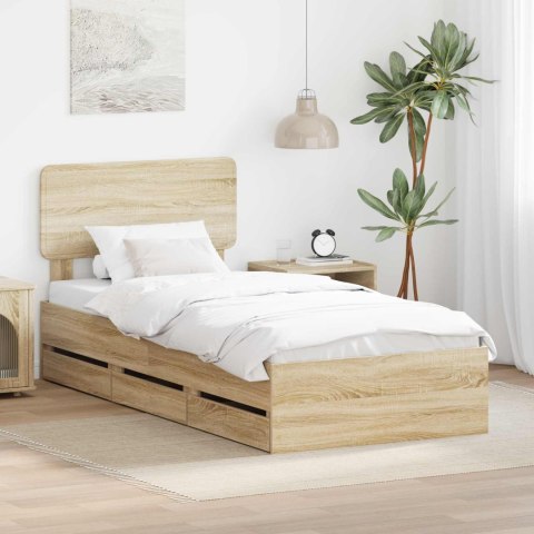 RAMKA ŁÓŻKA DĄB SONOMA 75X190CM DREWNO INŻYNIERYJNE