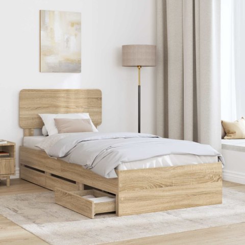 RAMKA ŁÓŻKA DĄB SONOMA 75X190CM DREWNO INŻYNIERYJNE