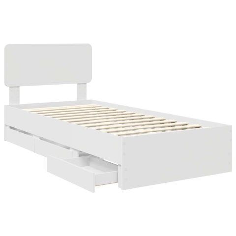 RAMKA ŁÓŻKA Z SZUFLADĄ BIAŁY 75X190CM DREWNO INŻYNIERYJNE