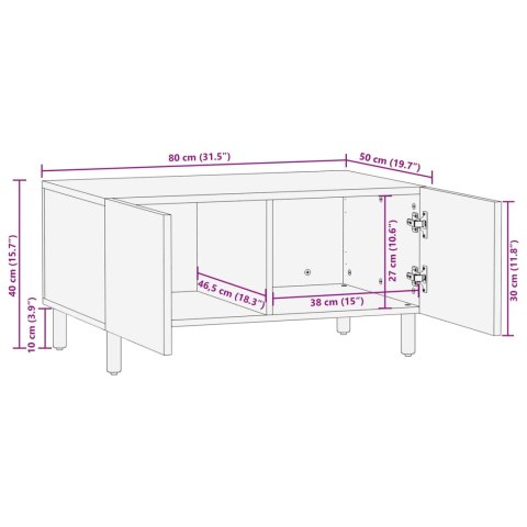 VidaXL Stolik kawowy Biały 80 x 50 x 40 cm Drewno z mango