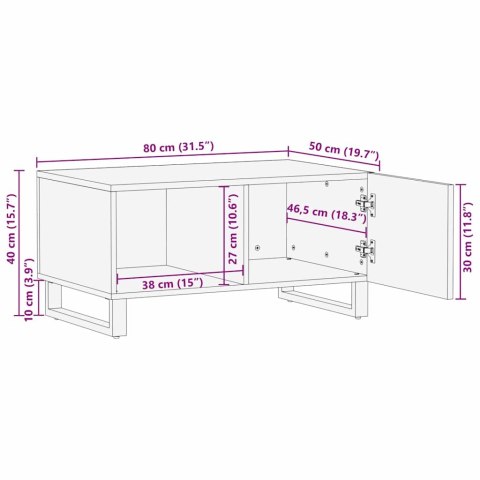 VidaXL Stolik kawowy Naturalny 80 x 50 x 40 cm Drewno z mango